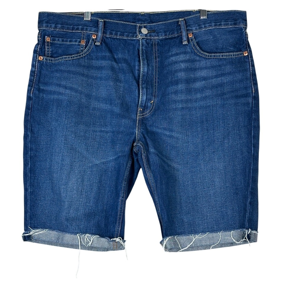 Levi's 511 Denim Shorts Mens 40 Dark Wash Cuffed Distressed Classiccore Casual